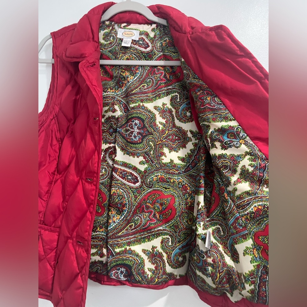 Talbots Vintage Red Down‎ Quilted Puffer Vest Sz. L - Picture 6 of 9